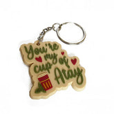 Houten sleutelhanger -cup met tekst en rood hart ontwerp, perfect cadeau